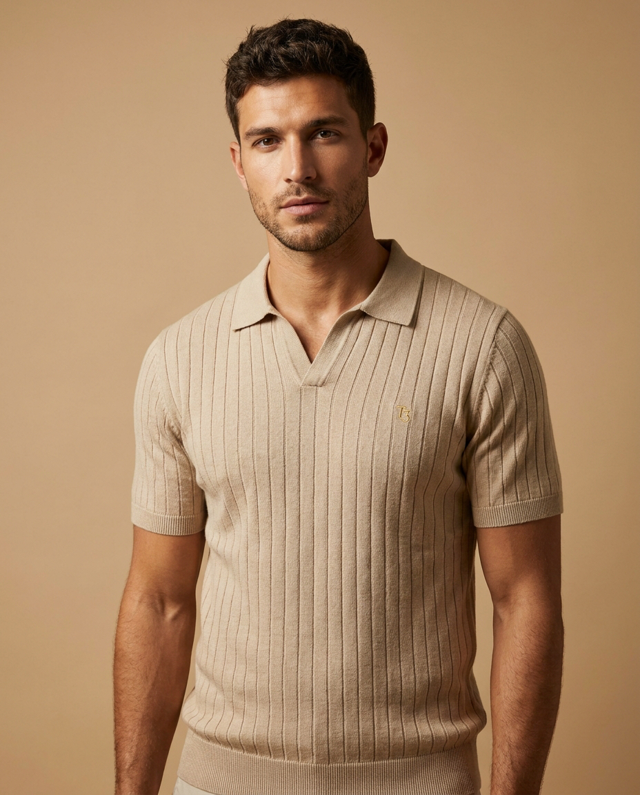 Men's V-Neck Knit Polo