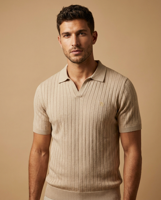Men's V-Neck Knit Polo