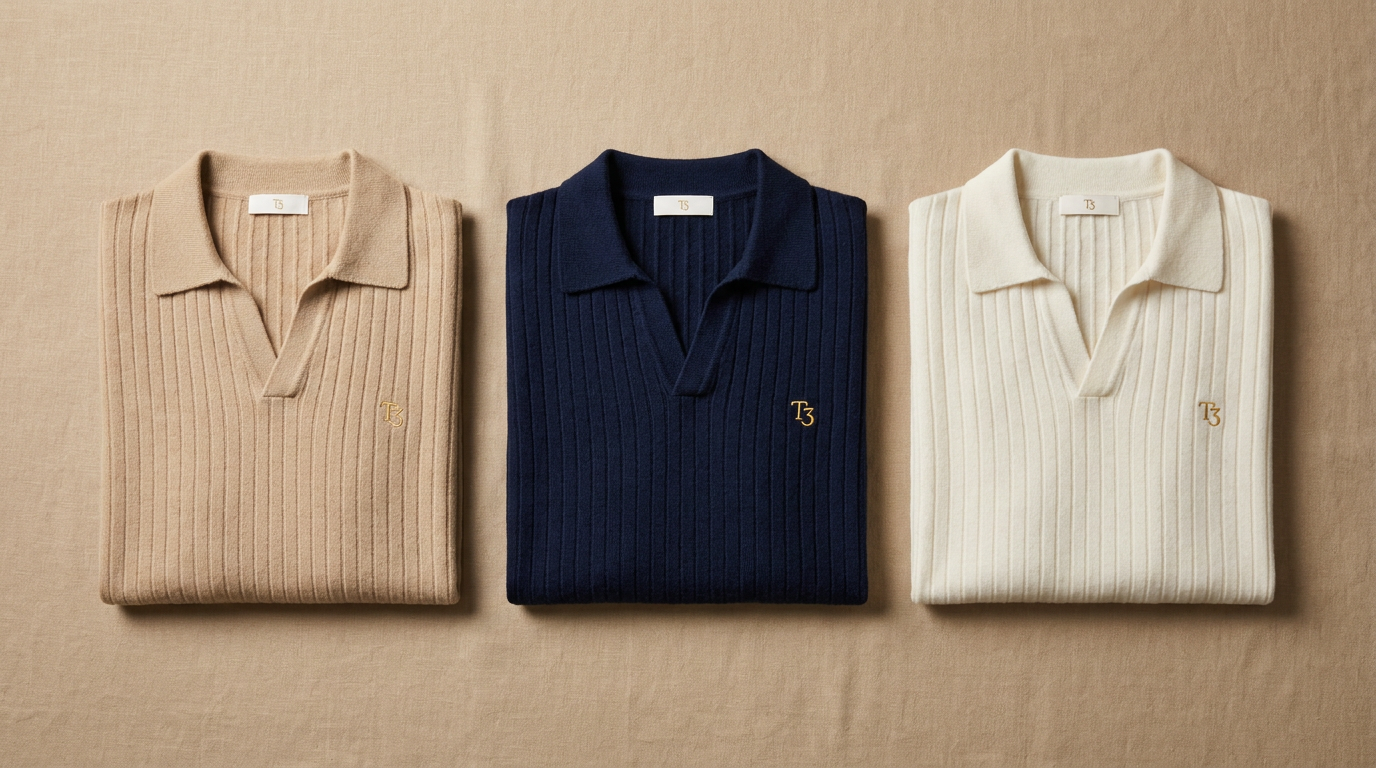 Men's V-Neck Knit Polo